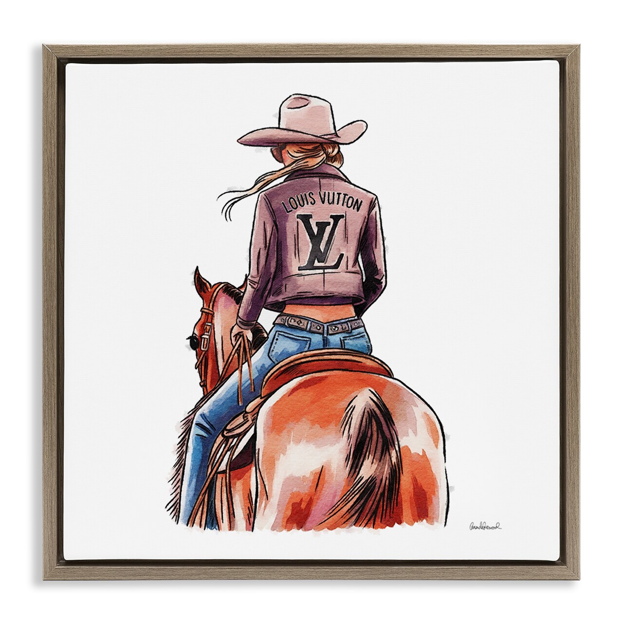 Stupell Industries Equestrian Glam Cowgirl Floater Framed Canvas Wall Art Design by Amanda Greenwood